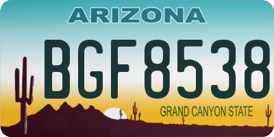 AZ license plate BGF8538