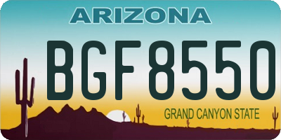 AZ license plate BGF8550