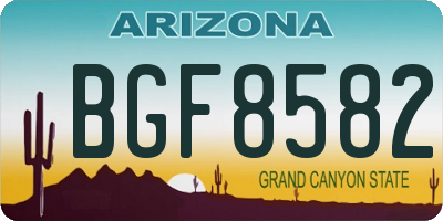 AZ license plate BGF8582