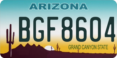 AZ license plate BGF8604