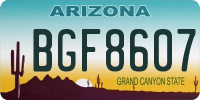 AZ license plate BGF8607