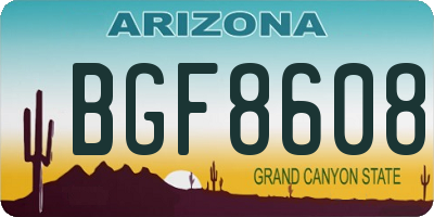 AZ license plate BGF8608