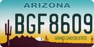 AZ license plate BGF8609