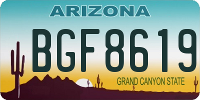 AZ license plate BGF8619