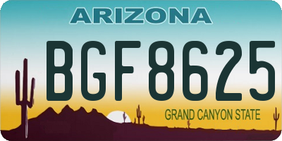 AZ license plate BGF8625