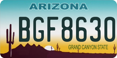 AZ license plate BGF8630