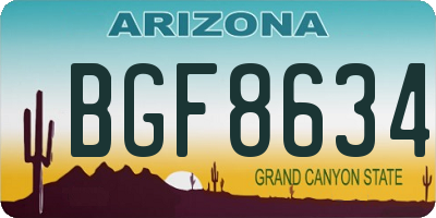 AZ license plate BGF8634