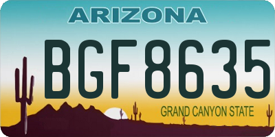 AZ license plate BGF8635