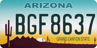 AZ license plate BGF8637