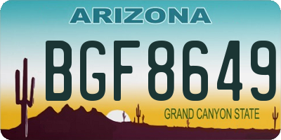 AZ license plate BGF8649