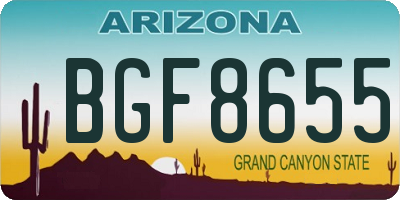 AZ license plate BGF8655