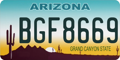 AZ license plate BGF8669