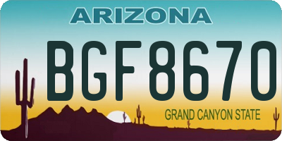 AZ license plate BGF8670