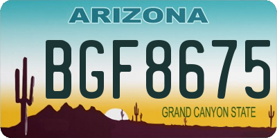 AZ license plate BGF8675