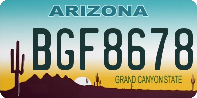 AZ license plate BGF8678