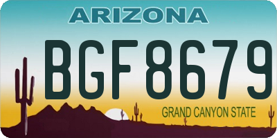 AZ license plate BGF8679
