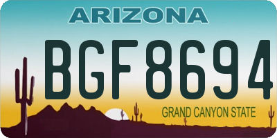 AZ license plate BGF8694