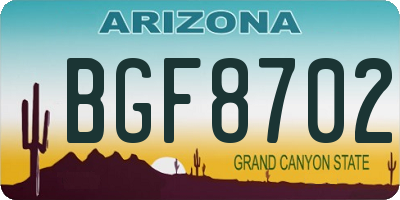 AZ license plate BGF8702