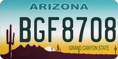 AZ license plate BGF8708
