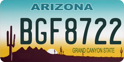 AZ license plate BGF8722