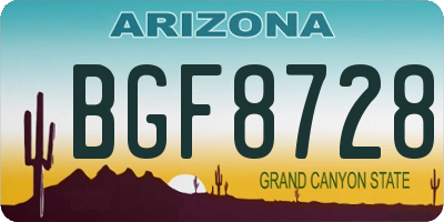 AZ license plate BGF8728
