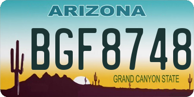 AZ license plate BGF8748