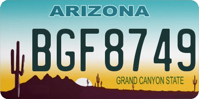AZ license plate BGF8749