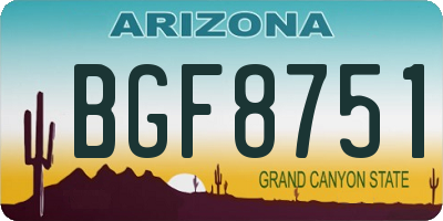 AZ license plate BGF8751
