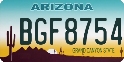 AZ license plate BGF8754