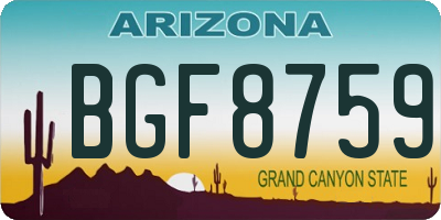 AZ license plate BGF8759