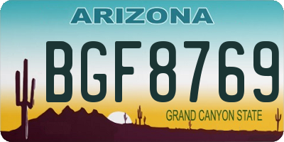 AZ license plate BGF8769