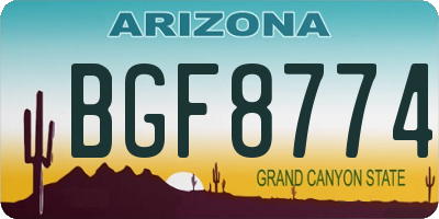 AZ license plate BGF8774