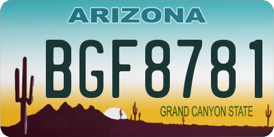 AZ license plate BGF8781