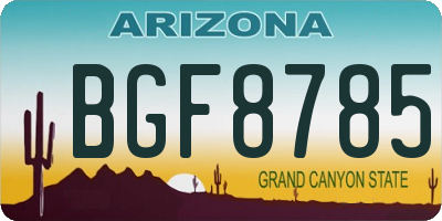 AZ license plate BGF8785