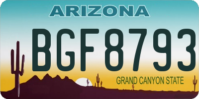 AZ license plate BGF8793