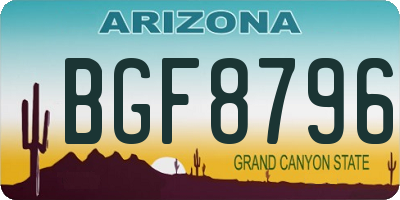 AZ license plate BGF8796
