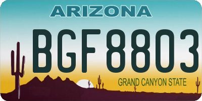 AZ license plate BGF8803