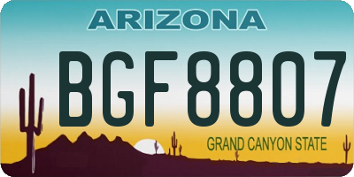 AZ license plate BGF8807