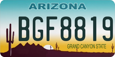 AZ license plate BGF8819