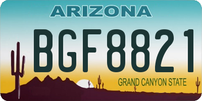 AZ license plate BGF8821