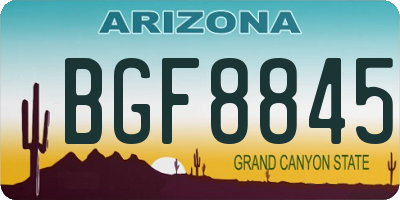 AZ license plate BGF8845