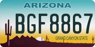 AZ license plate BGF8867