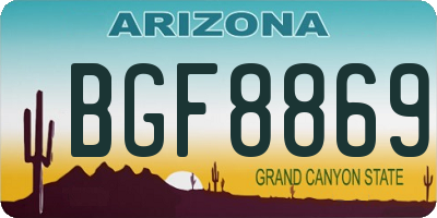 AZ license plate BGF8869