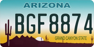 AZ license plate BGF8874