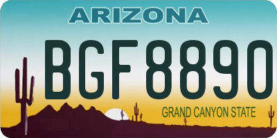 AZ license plate BGF8890