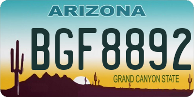 AZ license plate BGF8892