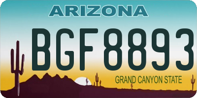 AZ license plate BGF8893