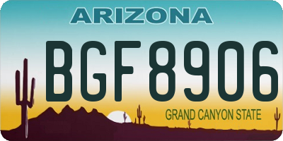 AZ license plate BGF8906