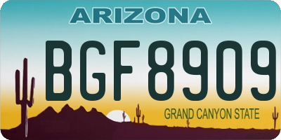 AZ license plate BGF8909