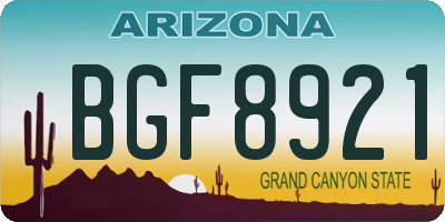 AZ license plate BGF8921